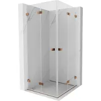 Mexen Lunar-F Duo cabine de douche pliante 100 x 100 cm, transparent, or rose - 836-100L-100P-60-00
