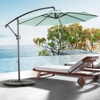 OKWISH Parasol de Jardin Rond Double Face - Grand Parasol avec Manivelle et Structure en Acier - Toile Polyester 294x294 cm - Vert Clair