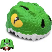 Crazy Safety Casque de Vélo av. Lumière - Crocodile - Vert - - 49-55 cm - Casque de Vélo