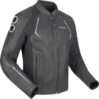 Bering Veste cuir/textile Radial pour moto, noir/blanc, M