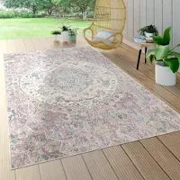 Paco Home Tapis d'intérieur et d'extérieur pour balcon ou terrasse, à poils courts, motif oriental rose, dimensions 80 x 150 cm