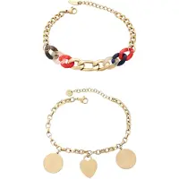 Faina Bracelet bleu foncé / or / rouge / noir