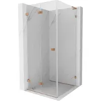 Mexen Lunar-F L cabine de douche pliable gauche 80 x 80 cm, transparent, cuivre brossé - 836L-080-080-65-00-L