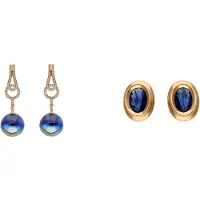 Faina Boucles d'oreilles bleu marine / or / transparent