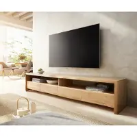 DELIFE Meuble TV Live-Edge 230 cm chêne naturel 4 tiroirs bordure d'arbre massif