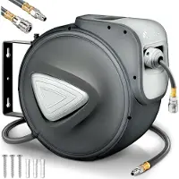 Tresko Tuyau à air comprimé 20m Enrouleur automatique 1/4" Tambour Tuyau