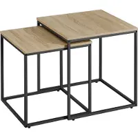 Leobert Table Basse - - Chêne Sonoma/Pieds Noirs - 50 X 50 X 50,5 Cm - Lot De 2