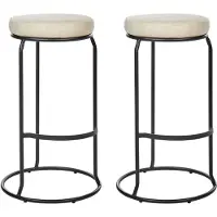 Beliani Ensemble de 2 tabourets de bar en cuir synthétique beige clair pour îlot de cuisine