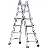Euroline Échelle pliante Vario en aluminium, avec montants télescopiques, 4 x 4 échelons. (Échelle multifonction, 410 cm)