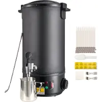 Vevor Fondoir à Cire Électrique 10 L Grande Capacité Pot de Fusion Cire Bougie 1100 W Bec Verseur Machine à Fondre la Cire Réglage 30-110 ℃ 100 Mèches et Autocollants pour Fabrication de Bougie Savon