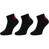 HUGO Lot de trois paires de chaussettes basses avec étiquettes logotées rouges