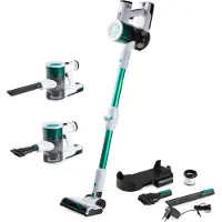 Primo PR510SV Aspirateur balai 3-in-1 Sans fil - Aspirateur sans sac - Dépoussiéreur - Poignée flexible - Blanc/Vert