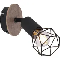 Globo Applique design Xara I noir avec du bois