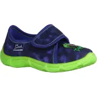 Beck Pantoufle 'T-Rex' bleu foncé / vert fluo / rouge / blanc