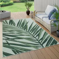 Paco Home Tapis d'extérieur résistant aux intempéries Balcon Palmiers Jungle Motif floral Boho Vert Taille 80x150 cm
