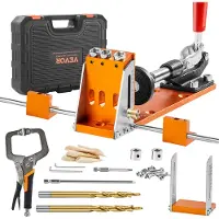 Vevor Kit de Gabarit de Trou de Poche Profondeur Réglable 12,7-38,1 mm Système de Trou de Poche en Alliage d'Aluminium Gabarit de Perçage Oblique avec Précision Kit Complet pour Projets de Menuiserie