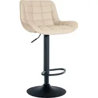 CLP Tabouret de bar Tover, pivotant à 360° et réglable en hauteur, couleur crème, revêtement en similicuir