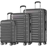 TRVLMORE Set de valises - 3 pièces - 38L (bagage à main) + 70L + 110L - Gris foncé