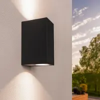LEDVION Applique murale noir 3W blanc chaud GU10 IP54 non dimmable carrée