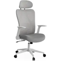 Sense7 Noxo : fauteuil de bureau ergonomique, gris, accoudoirs rabattables, appui-tête, dossier en résille, fauteuil de direction, fonction bascule, bureau à domicile, charge maximale 150 kg