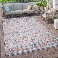 Paco Home Tapis d'extérieur résistant aux intempéries Salon Balcon Scandinave Ethnique Géométrique 3D Dimensions 80 x 150 cm