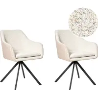 Beliani Lot de 2 chaises Boucle beige clair et pieds en métal en simili cuir pour salle à manger