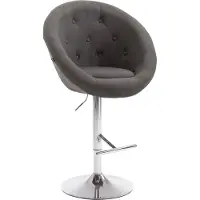 CLP Tabouret de bar London V2, revêtement en tissu, pivotant et réglable en hauteur | Couleur : gris foncé. Structure : chromée