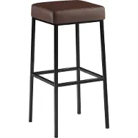 CLP Tabouret de bar Montréal : assise et structure rembourrées en similicuir, avec repose-pieds, assise marron, structure noire