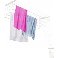 Kadax Séchoir à linge de plafond "Resiga", Séchoir de plafond charge 10 kg, 5 barres, 140 cm, blanc