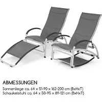 Blumfeldt Beverly Wood Chaise longue à bascule bain de soleil aluminium gris