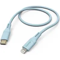 Hama Câble de charge "Flexible", USB-C - Lightning, 1,5 m, silicone, pour iPhone, bleu (00201572)