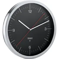 Blomus Crono Funkuhr, horloge murale, horloge, avec cadran, acier inoxydable mat, verre transparent, noir, Ø 30 cm, 65437