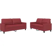 vidaXL Canapé 2 pièces avec coussins vin rouge similicuir