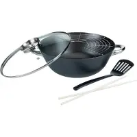 GSW Wok multifonction 5 pièces - - 860956 - Acier moulé - 32 cm - Compatible tous feux, y compris induction