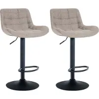 CLP Lot de 2 tabourets de bar Tover, pivotants à 360° et réglables en hauteur, couleur taupe, revêtement en tissu