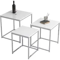 VCM 3 pces Set Side table | Table basse simple | Table canapé en métal et MDF | Table basse - Glisal