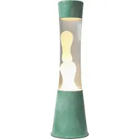 Fisura Lampe à lave "Jade". Base jade, liquide transparent et lave blanche. Dimensions: 11 cm x 11 cm x 39,5 cm -