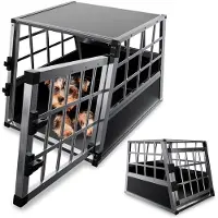 Juskys Boîte de transport pour chiens en aluminium - angle d'inclinaision de 75 degrés - taille M - noir/argent
