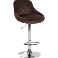CLP Tabouret de bar Lazio en velours, réglable en hauteur et pivotant à 360°, structure chromée