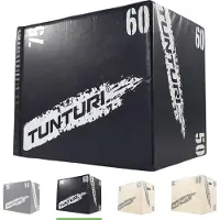 Tunturi Plyo Box pour l'entraînement de force - Caisse de fitness en bois avec housse souple en EVA - Jumpbox 40/50/60cm - Incl. application de fitness e