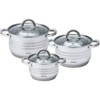 Klausberg Casseroles en acier , lot de 6 pièces : 2,1 l, 2,9 l, 3,9 l KB7693