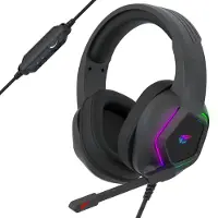 Strex Casque de jeu , avec microphone et éclairage RVB, son surround 7.1, PC / PS4 / PS5 / XBOX / Switch, Noir