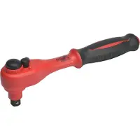 SW-Stahl 05922L VDE Cliquet réversible 3/8 pouces I Clé à cliquet isolée jusqu'à 1000 V I Bouton-poussoir carré de déclenchement