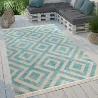 Paco Home Tapis moderne d'extérieur à motif losange look vintage Tissu plat résistant aux intempéries Taille 60x100 cm