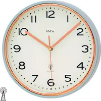 AMS 5509 Horloge murale radio analogique grise ronde