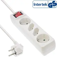 InLine Bloc d'alimentation 4 ports 2x Type F allemand + 2x Euro avec interrupteur et sécurité enfant blanc 1,5 m