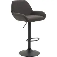 CLP Tabouret de bar Braga en tissu, pivotant et réglable en hauteur, gris foncé, piètement noir