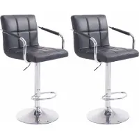 CLP Lot de 2 tabourets de bar Lucy V2, réglables en hauteur et pivotants, structure noire, finition chromée