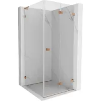Mexen Lunar-F L cabine de douche pliante droite 90 x 90 cm, transparent, cuivre brossé - 836L-090-090-65-00-P