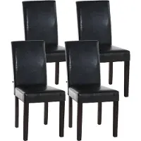 CLP Lot de 4 chaises de salle à manger Ina en similicuir avec piètement en bois, couleur marron foncé